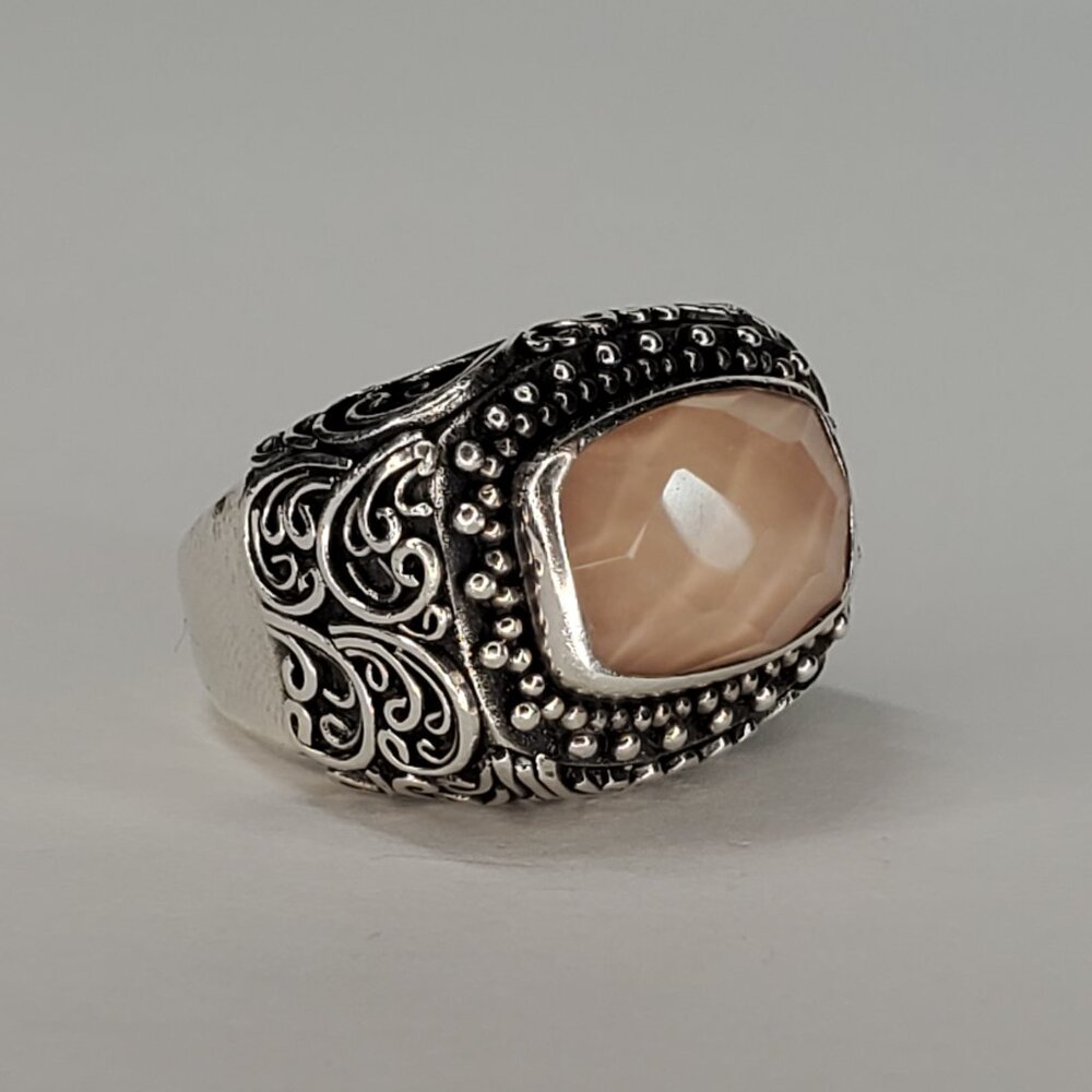 Lori Bonn Rose Quartz Sterling Silver Ring, Size 6.25
